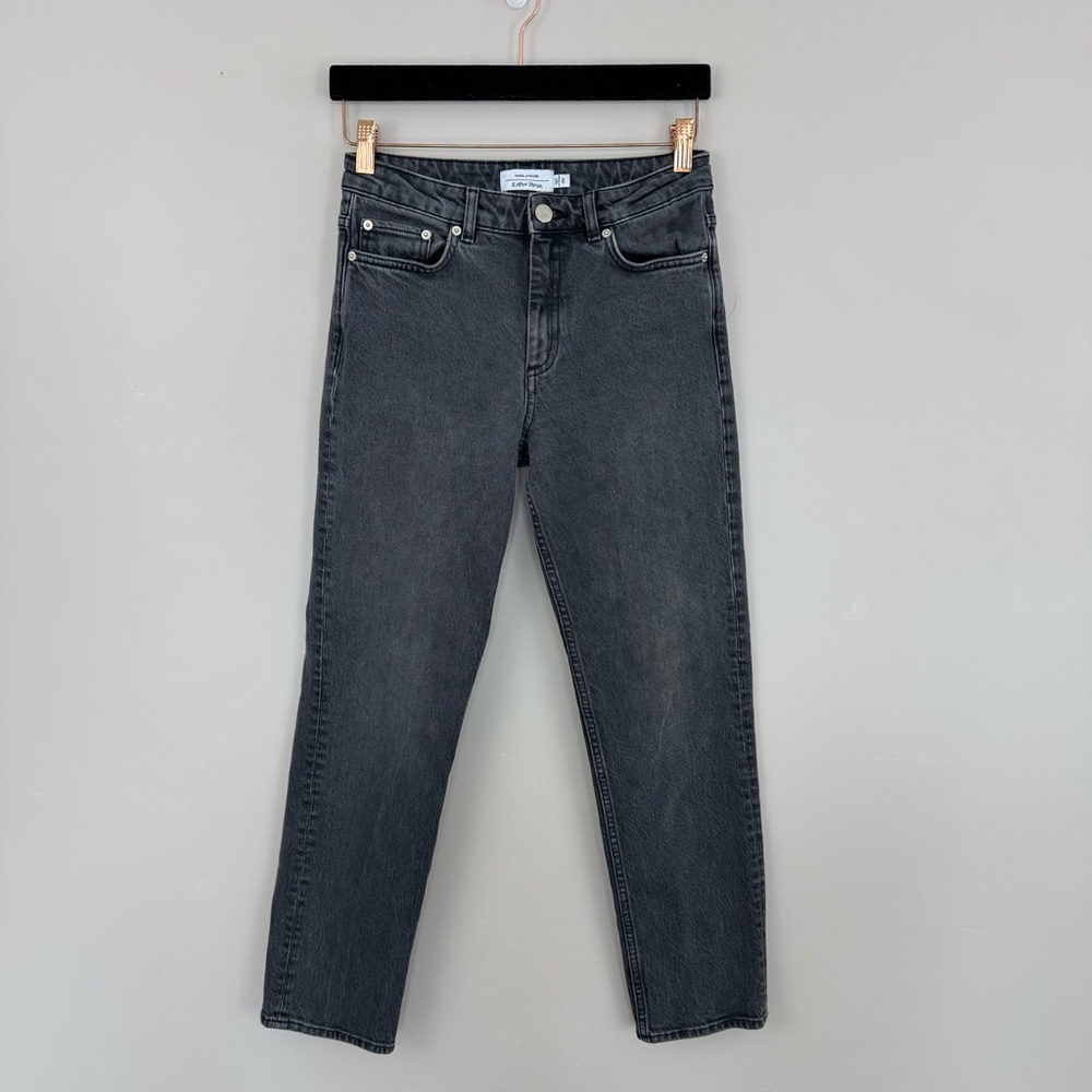 & other stories High-Rise Gray Washed Black Straight Leg Jeans Size 27